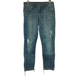 Kut From Kloth Women's Medium Wash Denim Distressed Jeans 4